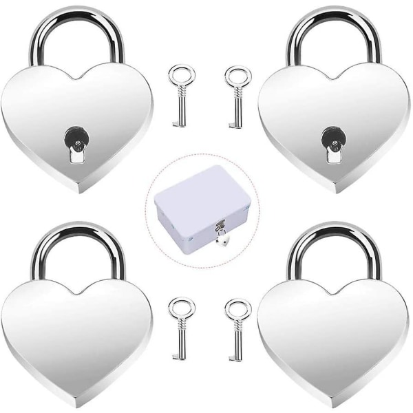 4 sarjaa sydämen muotoinen lukko Pieni sydänlukko miniriippulukko avaimilla päiväkirjaan, säilytyslaatikkoon, korurasiaan, laukkuihin, matkalaukkuihin, lahjoihin