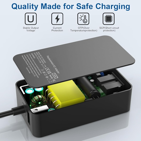 Laddare för Microsoft Surface Pro 7/6 / 5/4 / 3 44w 15V 2.58A Nätadapter