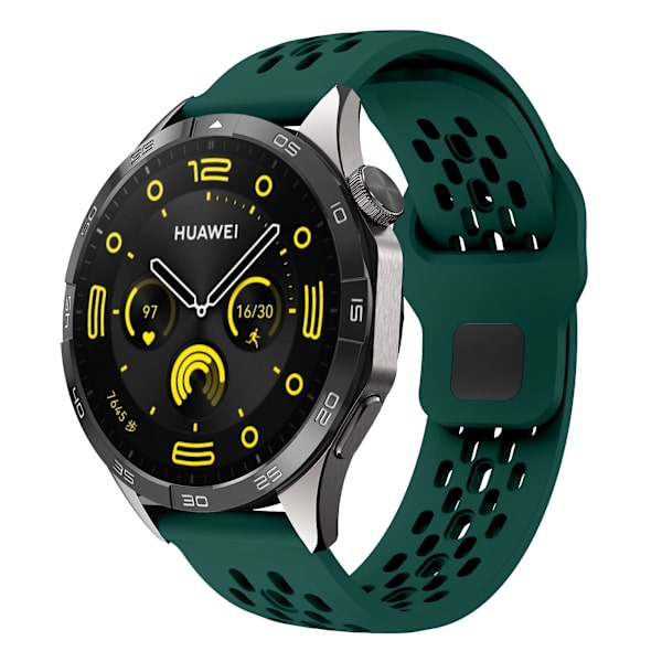 För Garmin vivoactive 5 / Venu 2 Plus Silikonklockarmband 20mm Hålig Justerbar Rem Blackish Green