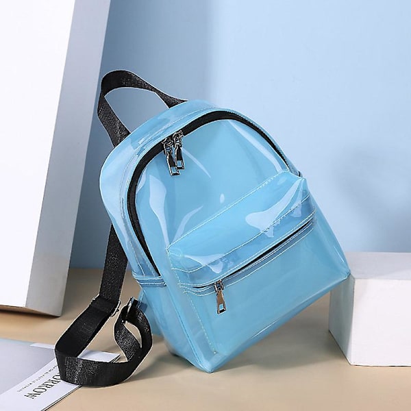 Dam Pvc klar vattentät ryggsäck Tonåring Transparent skolväska Girls Blue