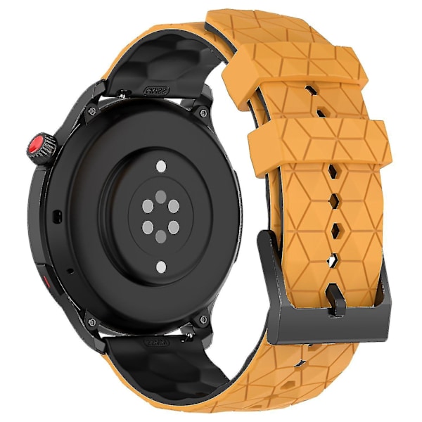 Urrem til Huami Amazfit GTR 4 46mm, Fodboldmønster Tofarvet 22mm Silikone Urrem Yellow Black G Garmin Forerunner 255