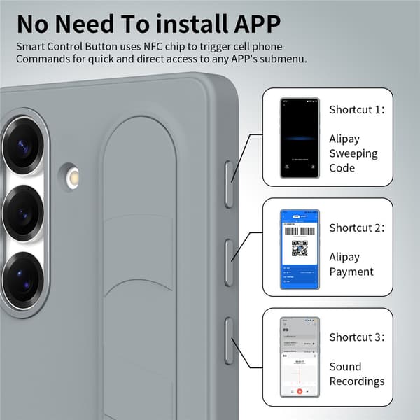 Etui til Samsung Galaxy S26, Smart nøkkelkontroll, Håndleddsstropp/støtte Grey