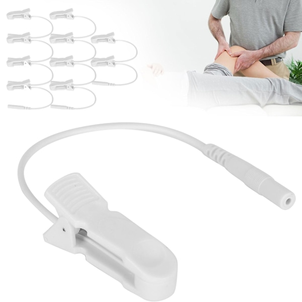 10 stk. 2,0 mm øreklips-elektrodetråd forbindelseskabel til digital Tens-massageapparat