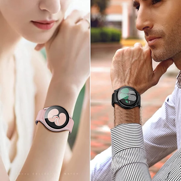 Glass+ case Samsung Galaxy Watch 4 44mm 40mm Lisävarusteet PC All-around putoamisen estävä puskurin cover+ näytönsuoja Galaxy Watch4 Galaxy watch 4 44mm white