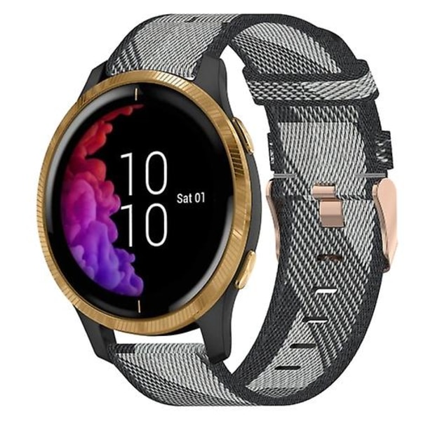 Garmin Venu 20mm nailonpunottu kellon ranneke LCS Grey