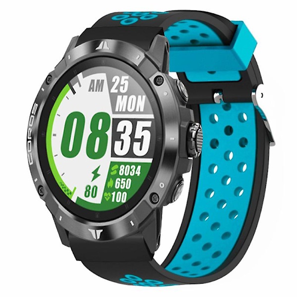 20 mm PC-anslutning silikon dubbla färger andningsbar klockarmband för Garmin Fenix 7s/6s/5s Black Blue