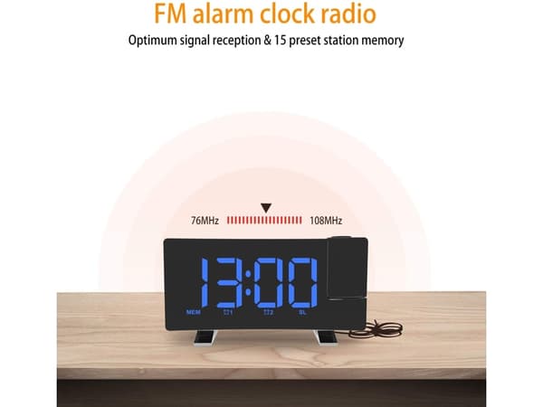 Radio LED USB-ur med loftprojektion blue