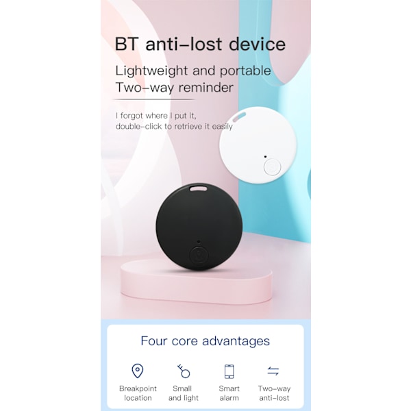 Anti-förlustenhet Smart Rund Bluetooth Vit