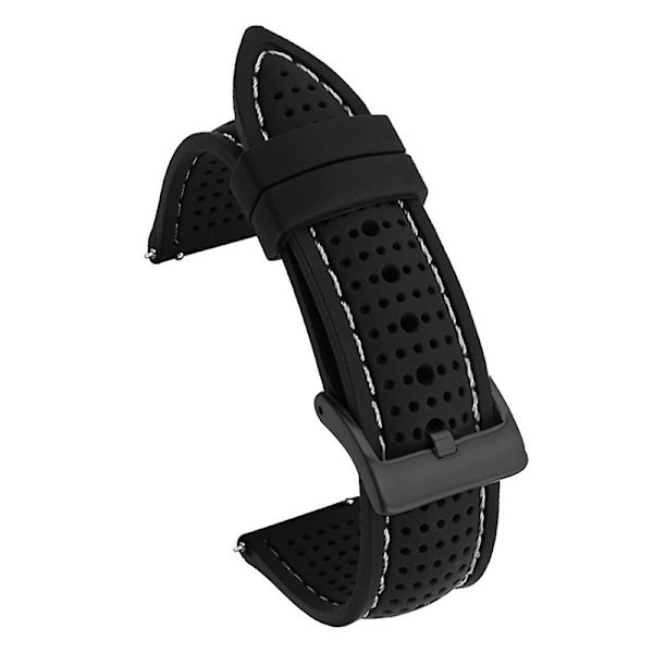 Til Huawei Watch GT 3 42mm/ GT 3 Pro 43mm Watch Band 20mm Silikone Rem Black White Thread Black Buckle