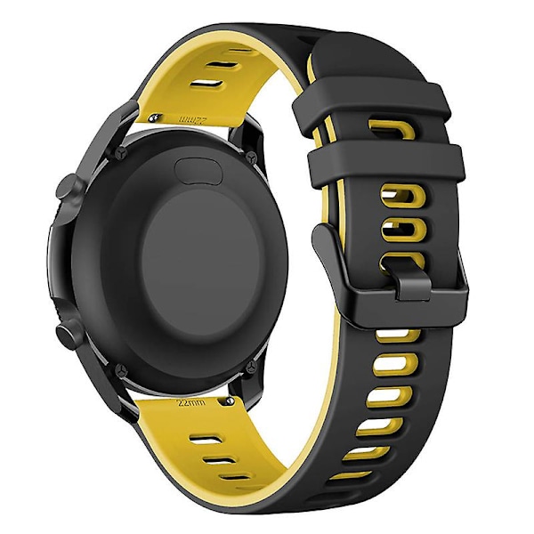 20mm Dual Color Silikonerem til Samsung Galaxy Watch6 Classic 47mm 43mm / Garminactive 5 Black Yellow