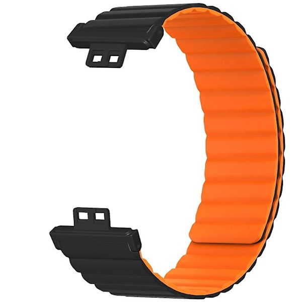 Magnetiskt silikonarmband ersättning klockarmband för Huawei Watch Fit / Watch Fit Special Edition Black Orange