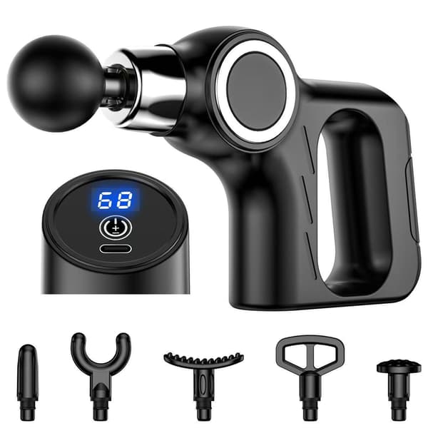 Massager 4 niveauer med 6 massagehoveder, med LCD-display (sort) Black
