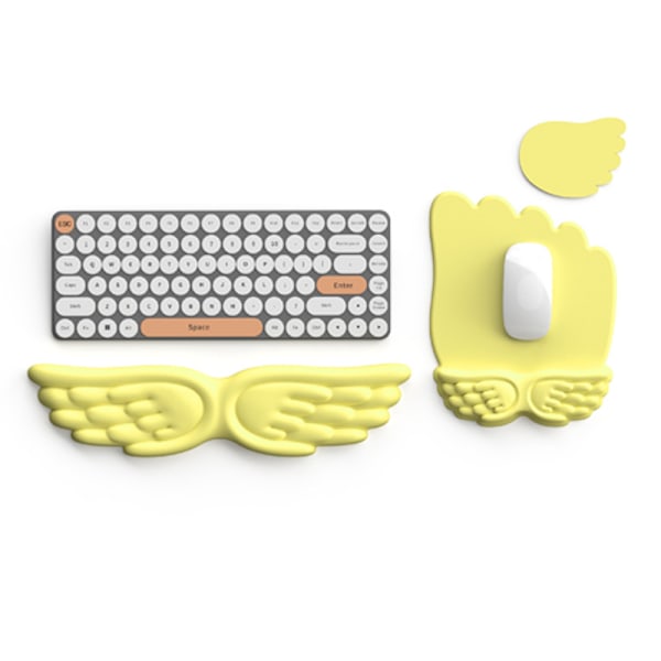 Musemåtte og tastatur håndledsstøtte sæt, computertilbehør til at lindre håndledssmerter (Gul)