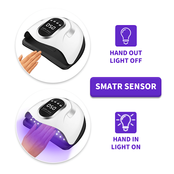 Kynsi 280W UV-lamppu Kuivain Kiillotus LED-valo Ammattimainen Aurinkokone Max X10, Sisältää 45 LEDiä
