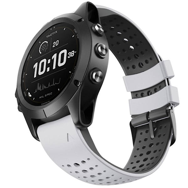Garmin Fenix 6 -silikoniranneke White Black