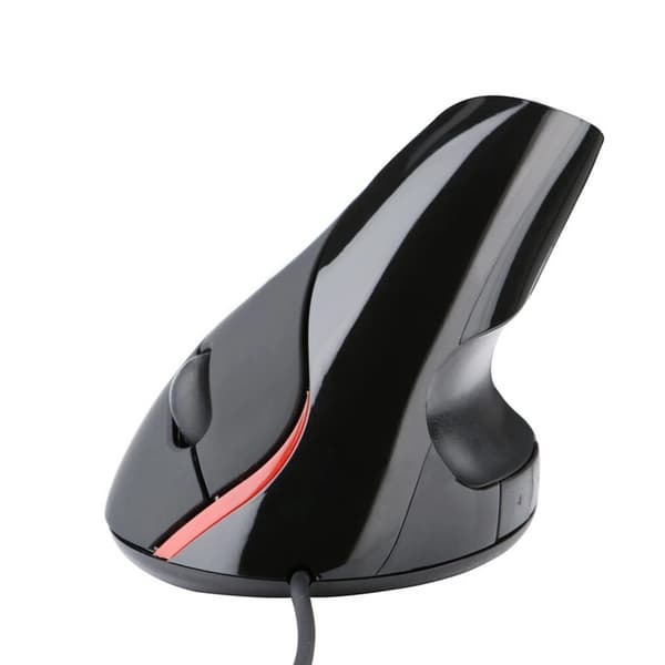 Ergonomisk lodret mus, optisk USB-kablet mus 1600 DPI 5 knapper (sort)