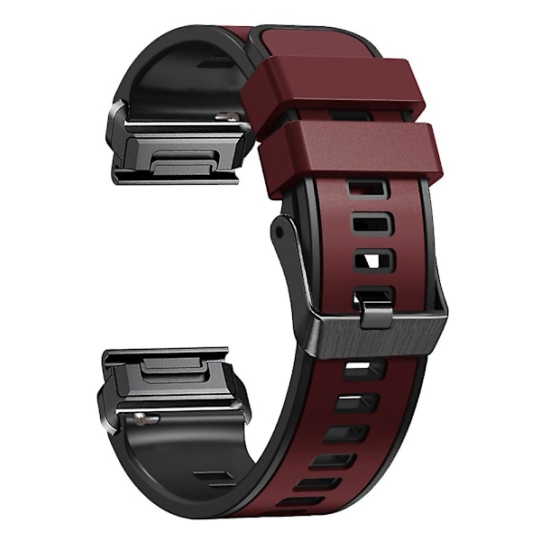 For Garmin Tactix 7 Pro/Tactix Delta Erstatningsarmbånd Hurtigutløsning To-farget Myk Silikon Sportklokkebånd Wine Red    Black