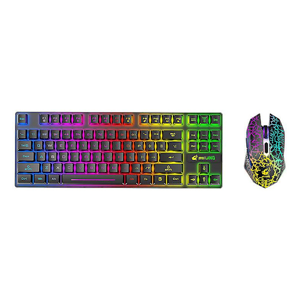 Trådlös spelmus och tangentbord, 2,4g Nano USB mottagare, Mute Click, kompatibel med PC/Mac (svart)