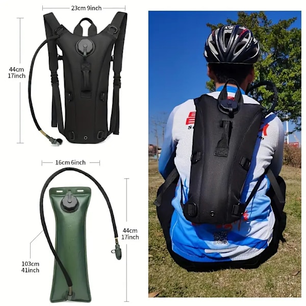Tactical Hydration Pack -juomareppu 3L BPA-vapaalla juomarakolla (Musta)