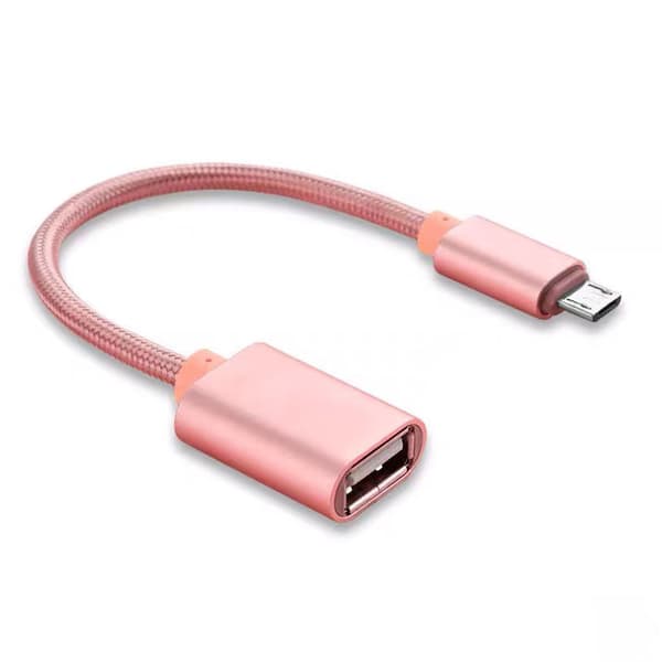 Sovittimet USB naaras Micro USB OTG -kaapeliin (pinkki)