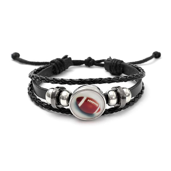 Armband för rugby, justerbart läderarmband för män