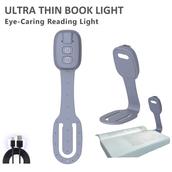 LED-lukulamppu - Klipsikiinnitys, ladattava, 7 LEDiä, 3 värilämpötilaa (harmaa)