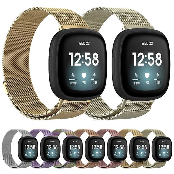 For Fitbit Versa 3 Milanese klokkerem HMV Champagne Gold