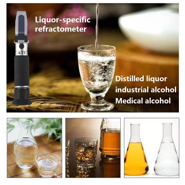Alkoholrefraktometer, 0-80% V/V ATC Spiritus Alkoholindholdstester, Bærbart Håndholdt Refraktometer