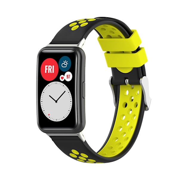 Huawei Watch Fit 18mm silikoninen kaksiväriranneke Black Yellow