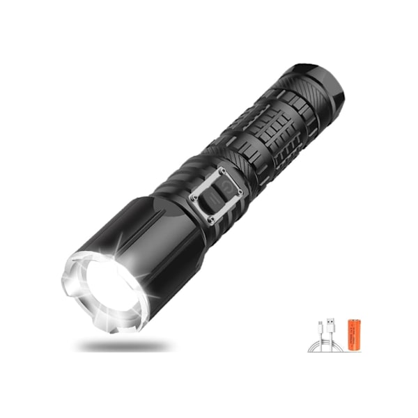 Superstarka LED-ficklampor 12 000 Lumen Kraftfull Ficklampa Xhp70 med Zoom Uppladdningsbar LED-ficklampa med Funktion
