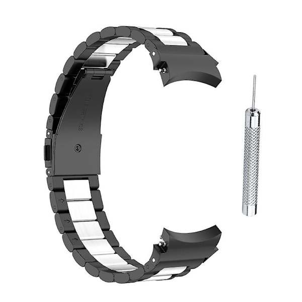 Band för -Galaxy Watch4/Watch4 Klassiska metallremmar Byt ut armband Black silver