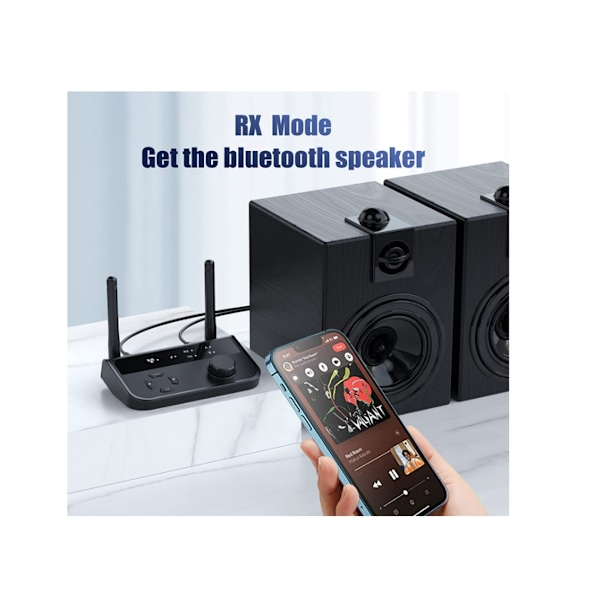 Bluetooth Transmitter til TV, Bluetooth Audio Receiver, Understøtter 2 Hovedtelefoner, Til TV/Hovedtelefoner/Stereo,