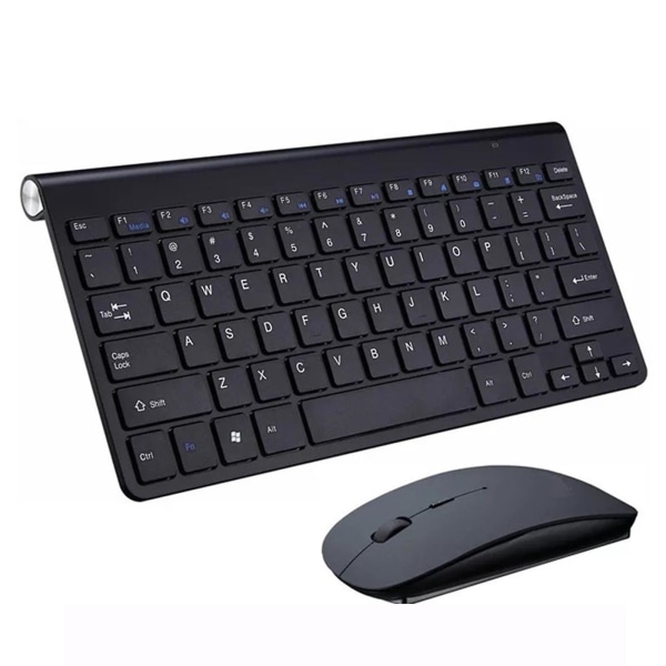 Trådløst tastatur og mus, trådløs mus og tastatur kombi, 2,4 GHz Silent Wireless Keyboard Mouse Comb Black