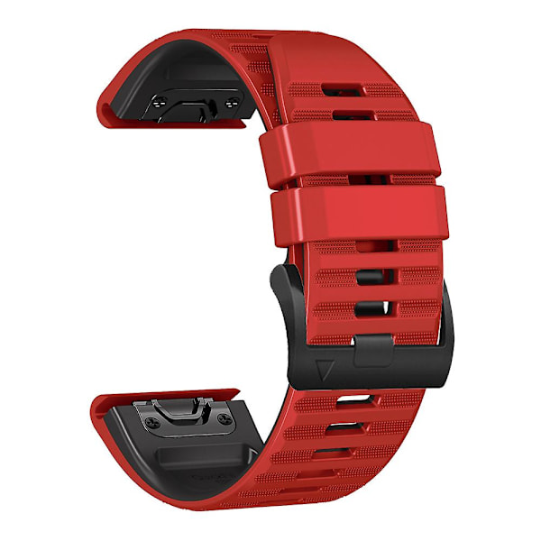 For Garmin Tactix Delta/Enduro Horisontale Striper Silikon Erstatningsklokke Rem Justerbar Håndleddsbånd Red  Black