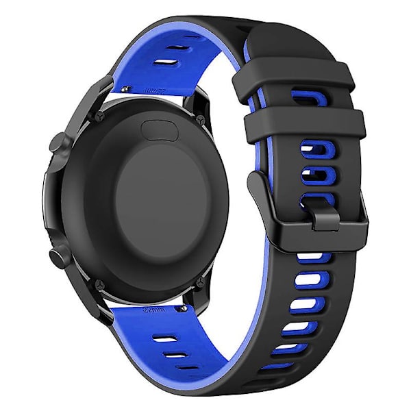 20mm kaksivärinen silikoniranneke Samsung Galaxy Watch6 Classic 47mm 43mm / Garminactive 5 -rannekkeelle Black Blue