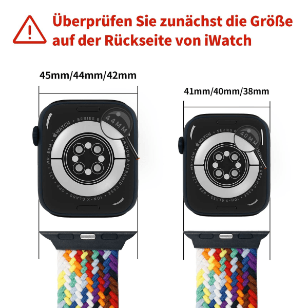 Flettet solo-løkke for Apple Watch-bånd 44 mm 40 mm 45 mm 41 mm 42 mm 38 mm Veske+stropp Nylon Elastisk armbånd Iwatch Serie 3 5 6 Se 7 8 38mm series 321 rainbow black