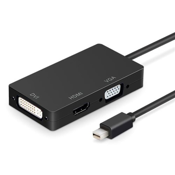 Mini DP til VGA/HDMI/DVI-adapter sort