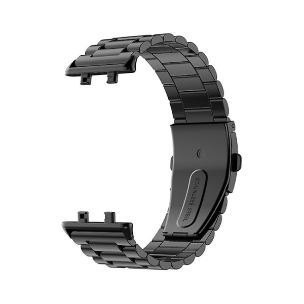 Til Oppo Watch 3 Pro 3-perlet fladt spænde i rustfrit stål urbånd STH Black