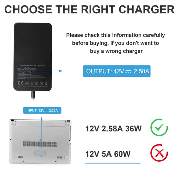 Oplader - 36W 12V 2.58A AC-adapter til Microsoft Surface Pro 4 3 1631 1625 Tablet