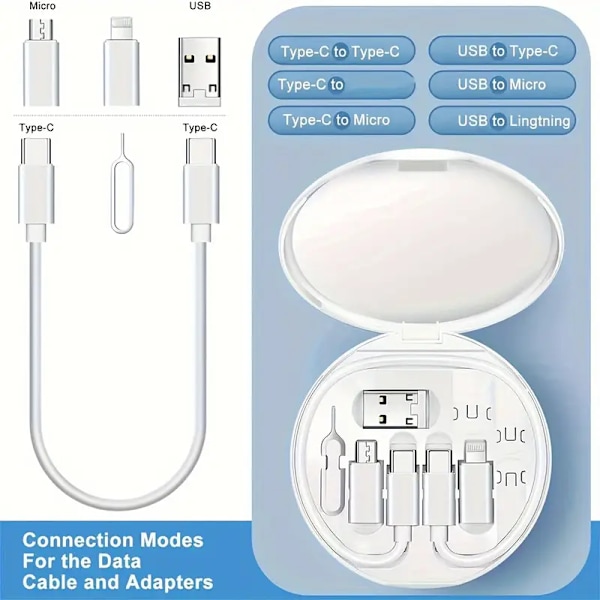 4-i-1 USB-C til Lightning Adaptersett (Hvit)