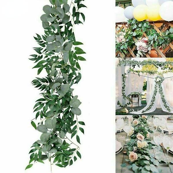 Keinotekoinen eukalyptusseppele Seppele Vihreä Leavy Vine Plant Koriste