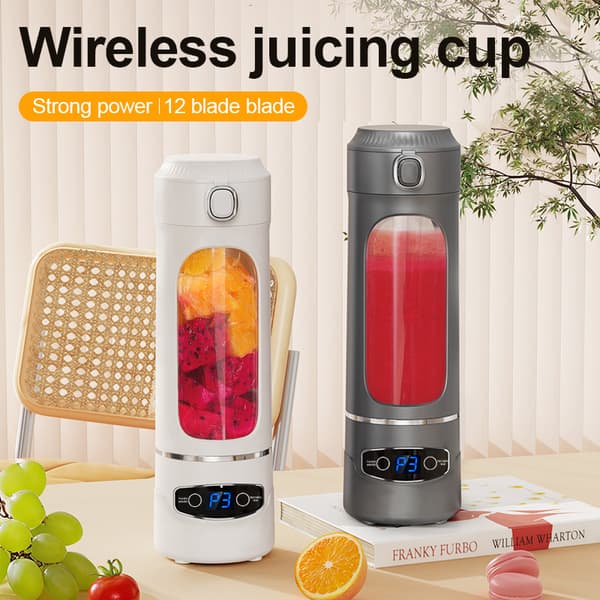 Juicer 600Ml Med 12 Blader I Rustfritt Stål, Usb-C Lading (Rosa)