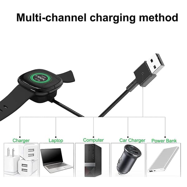 Versa 3 / Sense Smartklokke Ladekabel Kompatibel Med Fitbit Sense & Fitbit Versa 3 Lading USB-kabel Erstatningstilbehør For Fitbit Versa 3 1 Pack
