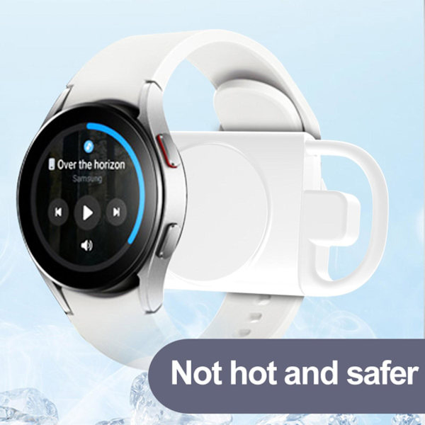 Magnetisk trådlös USB 2 i 1 Laddningsdocka Laddare Adapter för GalaxyWatch 3/4 White