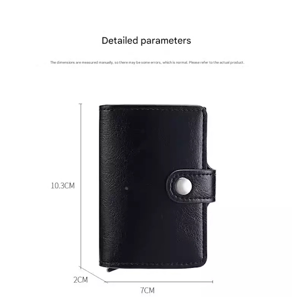 Rfid-suojattu ponnahdusikkunallinen luottokorttikotelo nahkalompakko (musta)