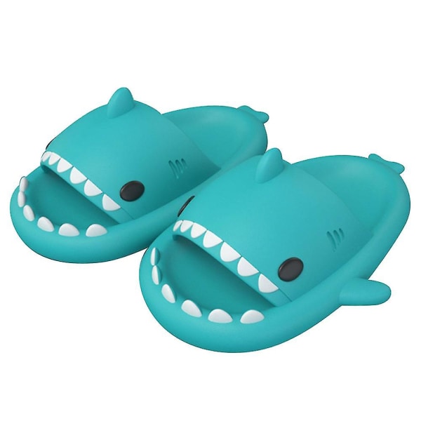Shark tøfler Shark Cloud tøfler Cloud Shark Slides Søte haitøfler for kvinner Anti-skli Nyhet Åpen tå sklier Blue Green 38-39