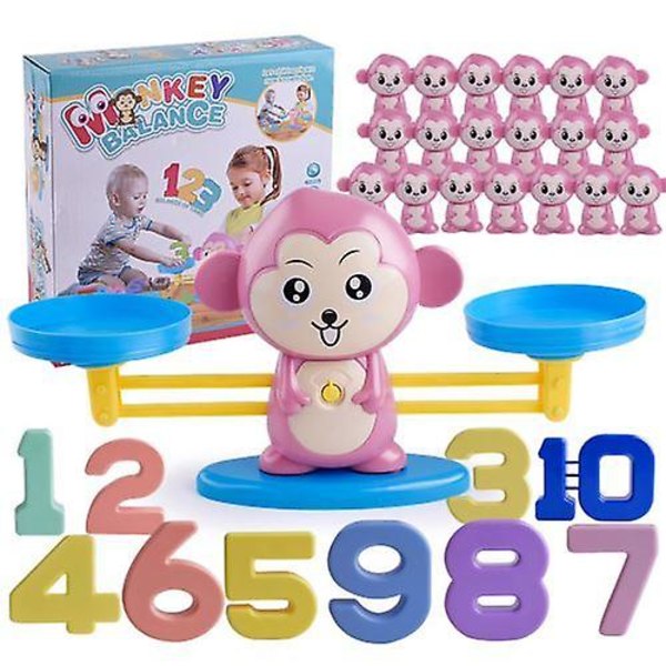 Match Game Toy Monkey Balanseskala Telling Lærerikt for barn Småbarn Gave Pink