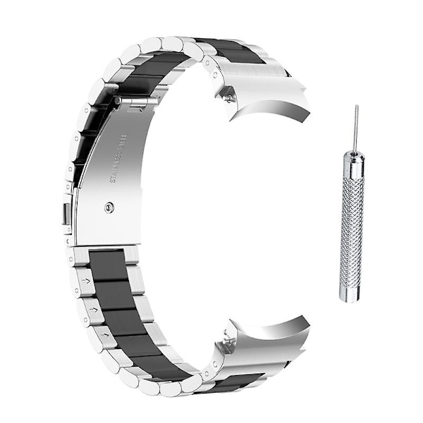 Band för -Galaxy Watch4/Watch4 Klassiska metallremmar Byt ut armband Silver black
