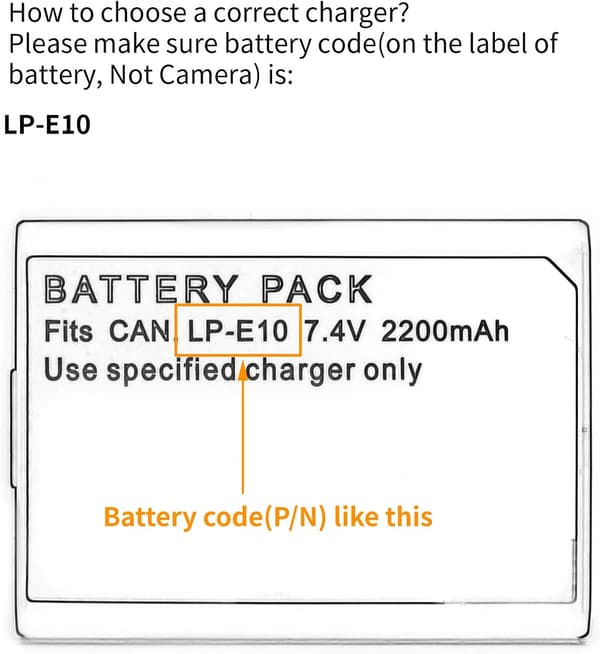 Batterioplader til Canon kamera LP-E10 oplader, EOS 1100D, EOS 1200D, EOS Kiss X50