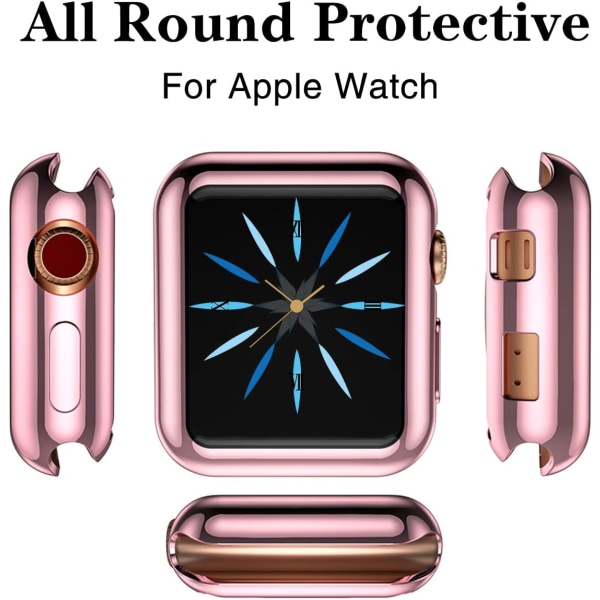 3 stk. Kompatibel med Apple Watch-etui 38mm, blød HD-skærmbeskytter med høj følsomhed til iWatch Series 3/2/1 38mm (3 klare) Clear/Rose Gold/Rose Pink  38 mm